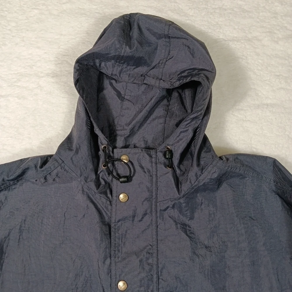 Vintage 90s Nike Jacket Mens Large Gray Raincoat Windbreaker Hoodied Full Zip